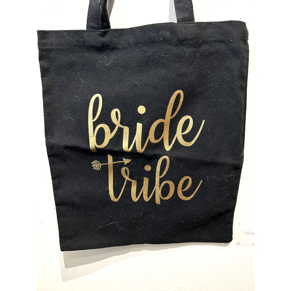 Women’s Black And Gold Bride Tribe Canvas Tote Medium Bag Tote - Picture 1 of 6
